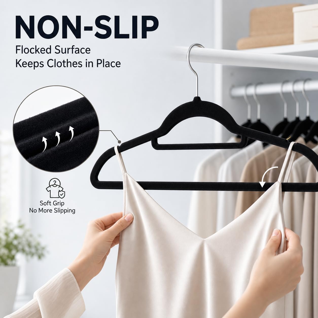 Lux Decor Velvet Hangers Pack of 30, 50 or 100 - Luxury Non-Slip Flocked Clothes Hangers with 360 Rotatable Hook- Heavy Duty Space Saving Hanging Organizer