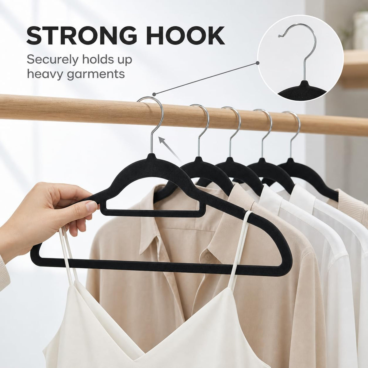 Lux Decor Velvet Hangers Pack of 30, 50 or 100 - Luxury Non-Slip Flocked Clothes Hangers with 360 Rotatable Hook- Heavy Duty Space Saving Hanging Organizer