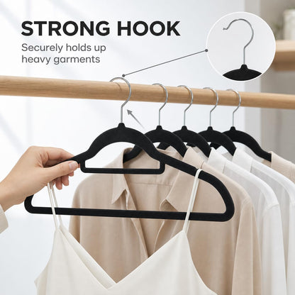 Lux Decor Velvet Hangers Pack of 30, 50 or 100 - Luxury Non-Slip Flocked Clothes Hangers with 360 Rotatable Hook- Heavy Duty Space Saving Hanging Organizer